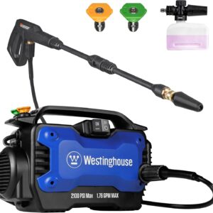 Westinghouse ePX3100s Electric Pressure Washer, 2100 Max PSI 1.76 Max GPM with Foam Cannon and Turbo Nozzle, for Cars/Fences/Driveways/Home/Patios
