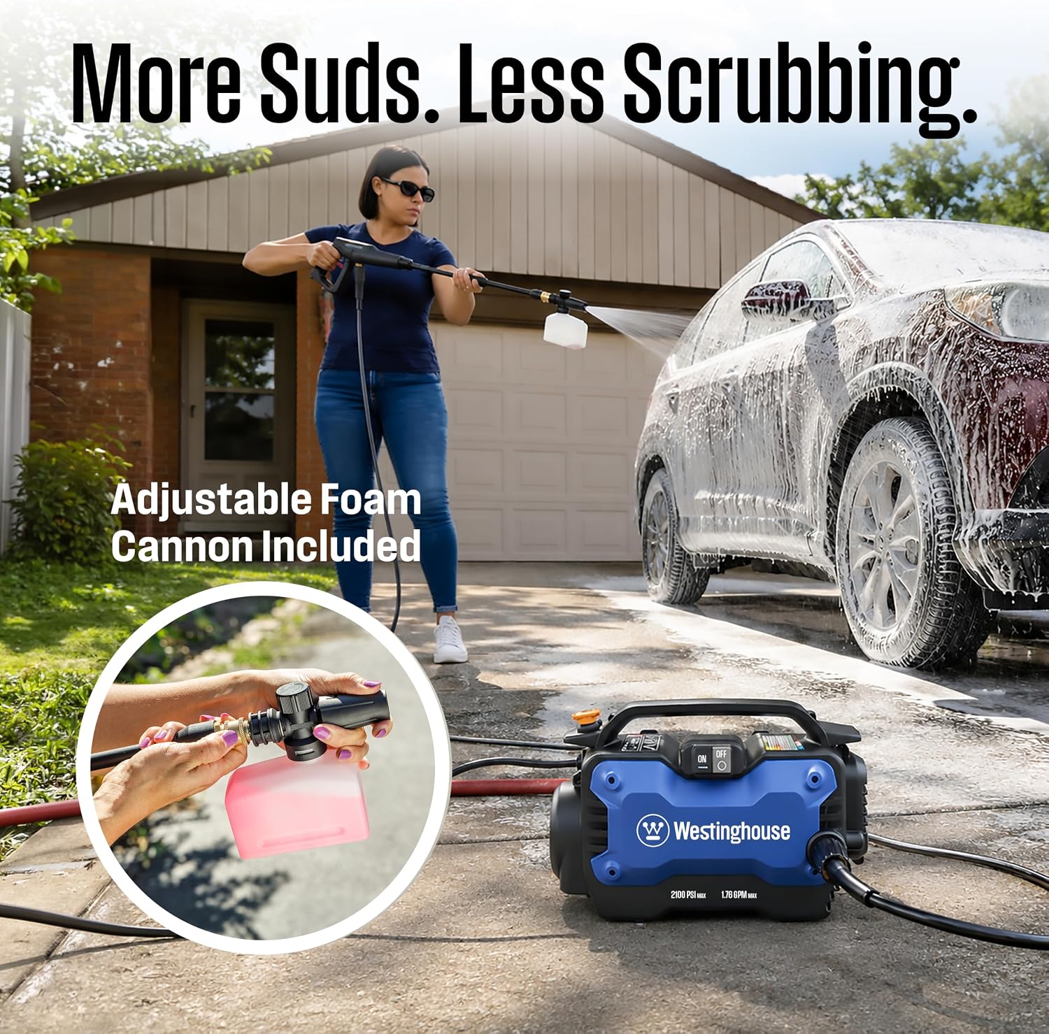 Westinghouse ePX3100s Electric Pressure Washer, 2100 Max PSI 1.76 Max GPM with Foam Cannon and Turbo Nozzle, for Cars/Fences/Driveways/Home/Patios - Image 4