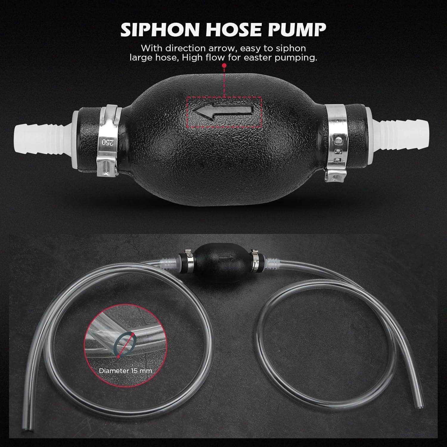 22-Piece No-Spill Coolant Filling Funnel Kit and Siphon Hose Pump, Radiator Coolant Filling Spill-Proof Funnel Kit with Adapters, Extensions, PVC Hose, Engine Oil Funnels, Towel for Universal Vehicle - Image 3