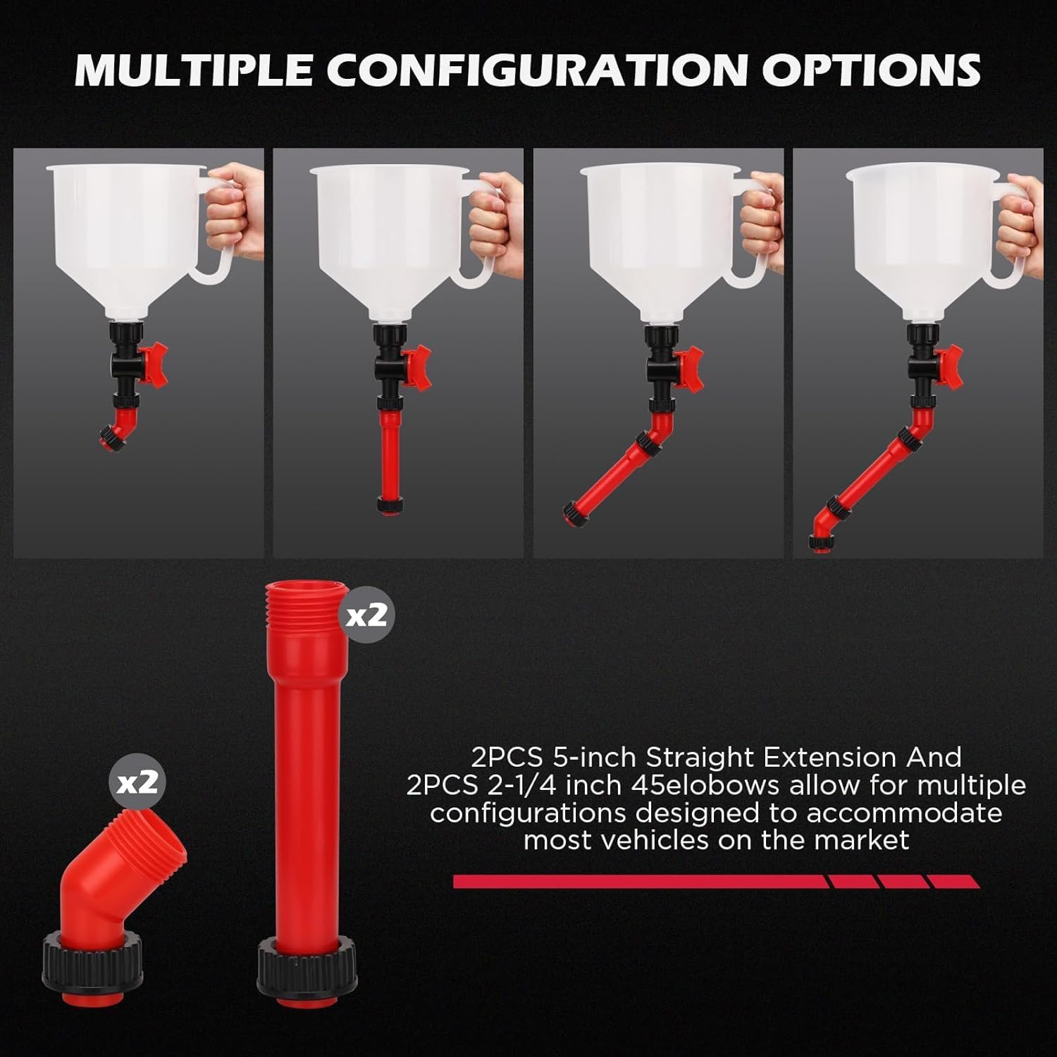 22-Piece No-Spill Coolant Filling Funnel Kit and Siphon Hose Pump, Radiator Coolant Filling Spill-Proof Funnel Kit with Adapters, Extensions, PVC Hose, Engine Oil Funnels, Towel for Universal Vehicle - Image 5