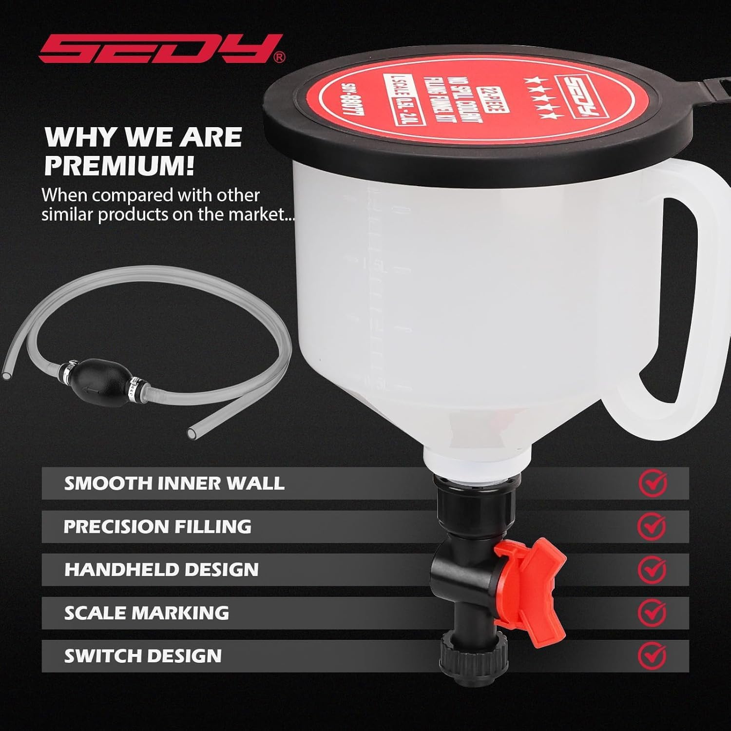 22-Piece No-Spill Coolant Filling Funnel Kit and Siphon Hose Pump, Radiator Coolant Filling Spill-Proof Funnel Kit with Adapters, Extensions, PVC Hose, Engine Oil Funnels, Towel for Universal Vehicle - Image 6