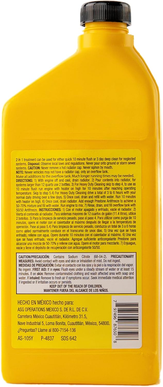 Prestone AS105 Total Cooling System Cleaner for Radiator, Heater Core, and Hoses, 22 oz., 1 pack - Image 4