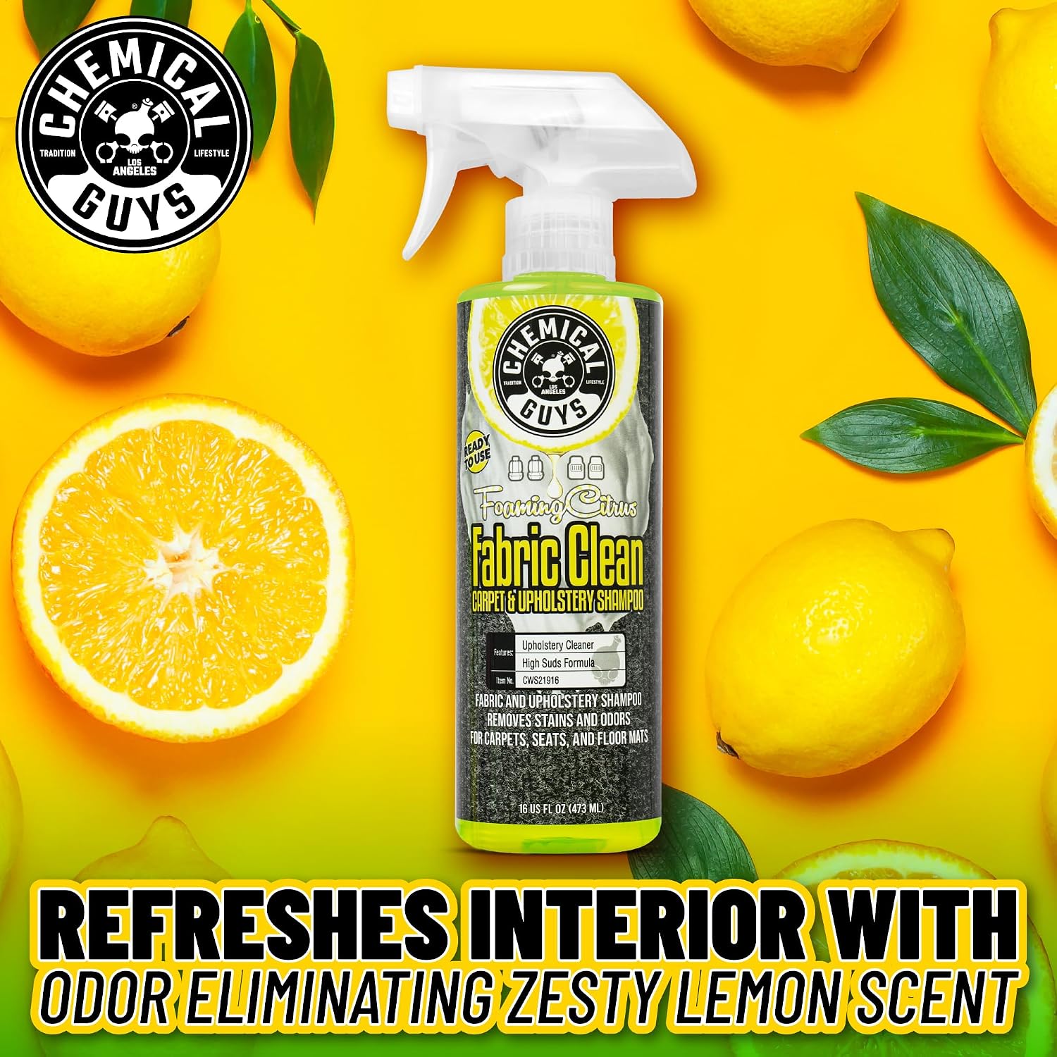 Chemical Guys, Citrus Fabric & Carpet Cleaner Spray with Brush Kit, 16 oz - Image 2