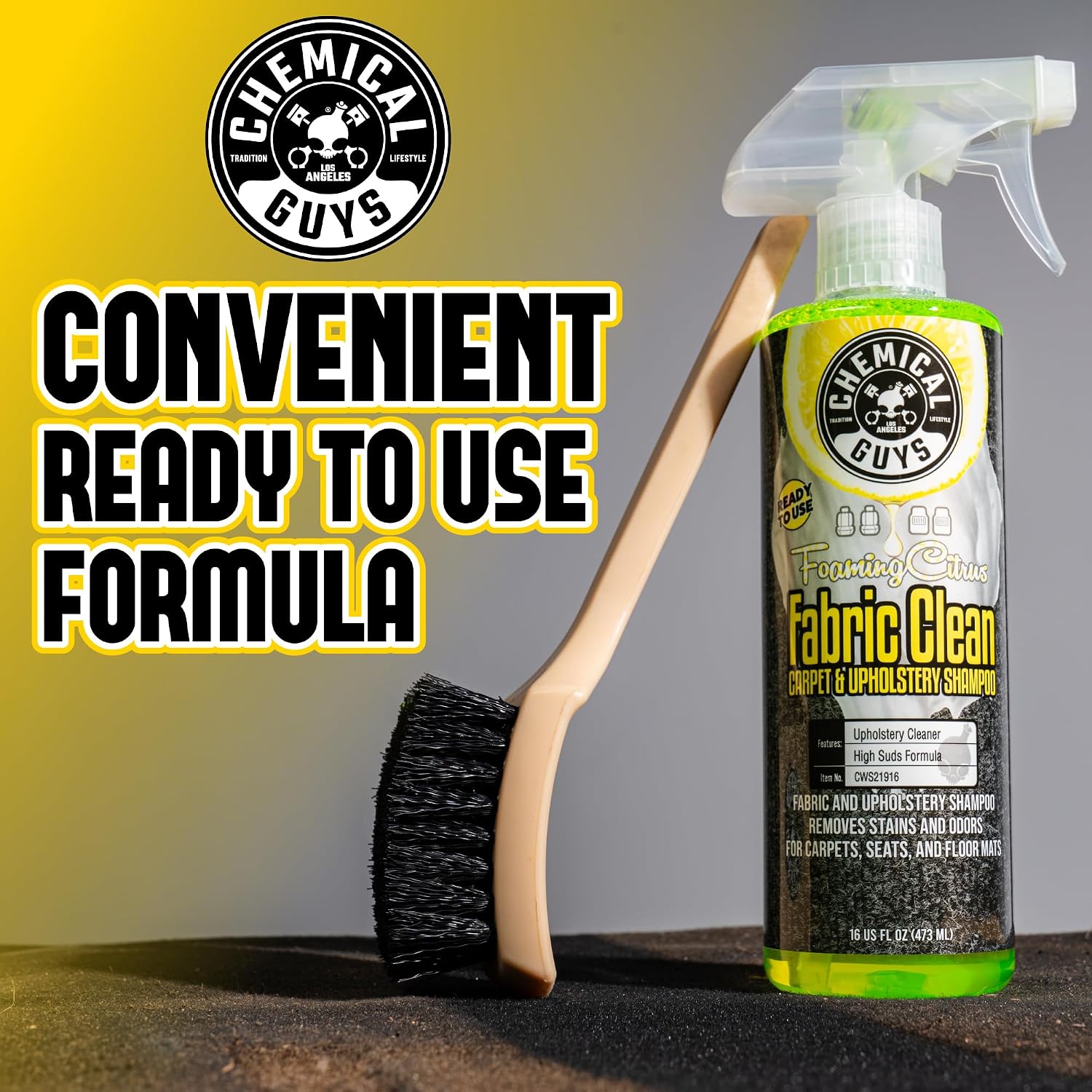 Chemical Guys, Citrus Fabric & Carpet Cleaner Spray with Brush Kit, 16 oz - Image 3