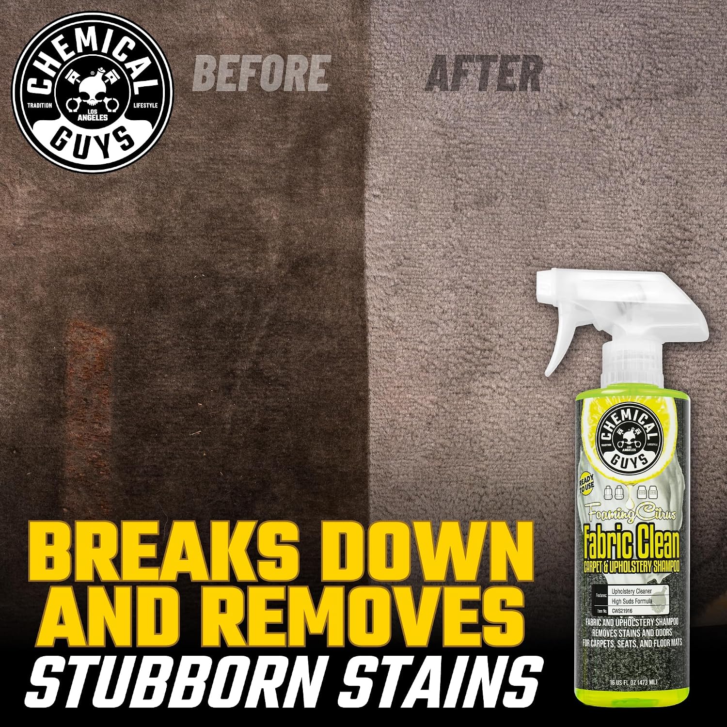 Chemical Guys, Citrus Fabric & Carpet Cleaner Spray with Brush Kit, 16 oz - Image 4