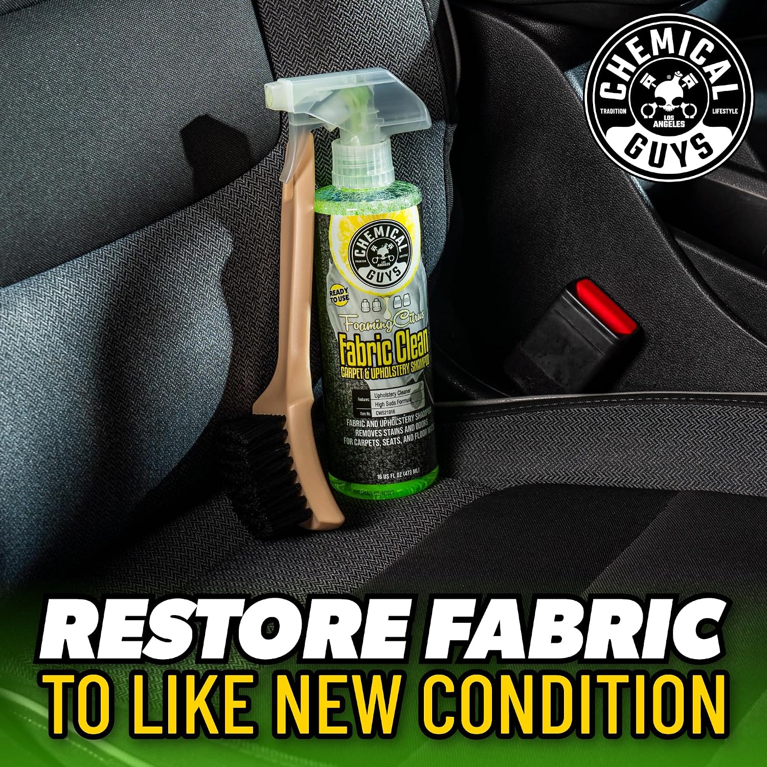 Chemical Guys, Citrus Fabric & Carpet Cleaner Spray with Brush Kit, 16 oz - Image 5